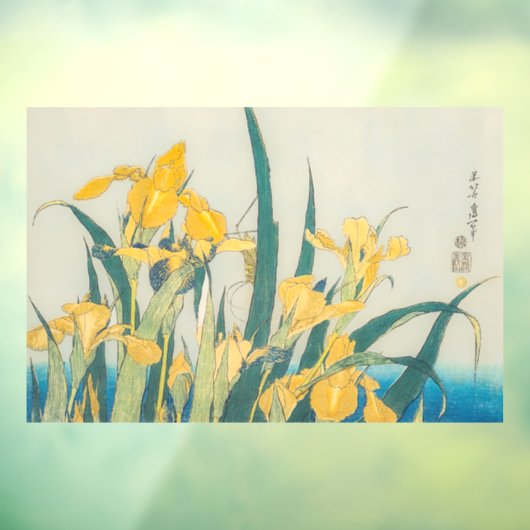 Katsushika Hokusai - Grasshopper en Iris Raamsticker (Vel 3)