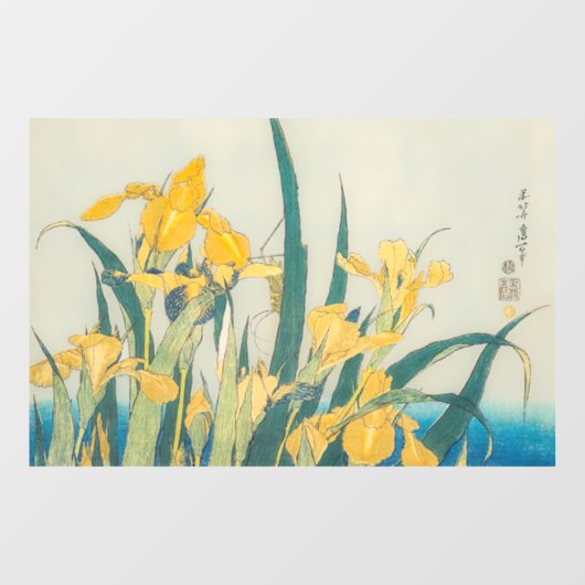 Katsushika Hokusai - Grasshopper en Iris Raamsticker (Vel)