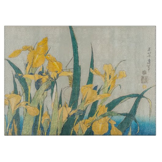 Katsushika Hokusai - Grasshopper en Iris Snijplank (Voorkant)