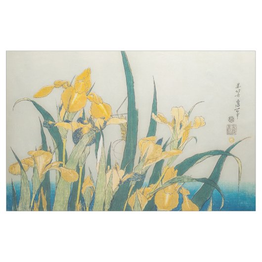 Katsushika Hokusai - Grasshopper en Iris Stof (Yard (91,4 cm))