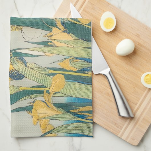 Katsushika Hokusai - Grasshopper en Iris Theedoek (Quarter Fold)