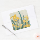 Katsushika Hokusai - Grasshopper en Iris Vierkante Sticker (Envelop)