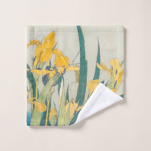 Katsushika Hokusai - Grasshopper et Iris (Gant de toilette)