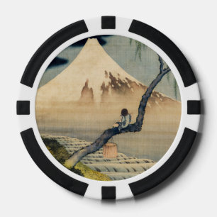Katsushika Hokusai - Jongen bekijkt Mount Fuji Poker Chips