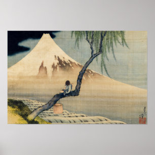 Katsushika Hokusai - Jongen die naar de Fuji kijkt Poster