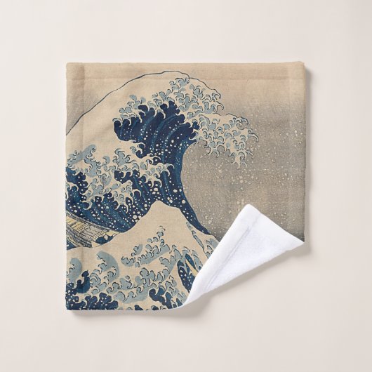 Katsushika Hokusai. La Grande Vague au large de Ka (Gant de toilette)