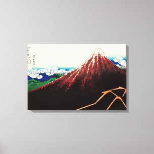 Katsushika Hokusai - Lichtjes onder de top Canvas Afdruk