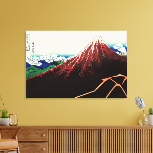 Katsushika Hokusai - Lichtjes onder de top Canvas Afdruk (Insitu (Woonkamer))