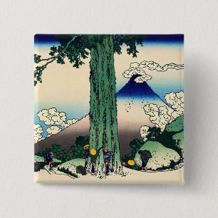 Katsushika Hokusai - Mishima Pass in de provincie  Vierkante Button 5,1 Cm