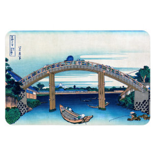 Katsushika Hokusai - onder Mannen Bridge, Fukagawa Magneet