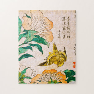 Katsushika Hokusai - Peony en Canarische Eilanden Legpuzzel