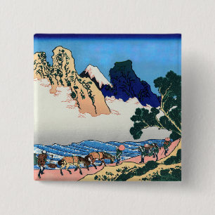 Katsushika Hokusai - Rug Fuji, Minobu Vierkante Button 5,1 Cm