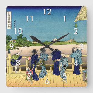 Katsushika Hokusai - Sazai hal, Temple 500 Rakan Vierkante Klok