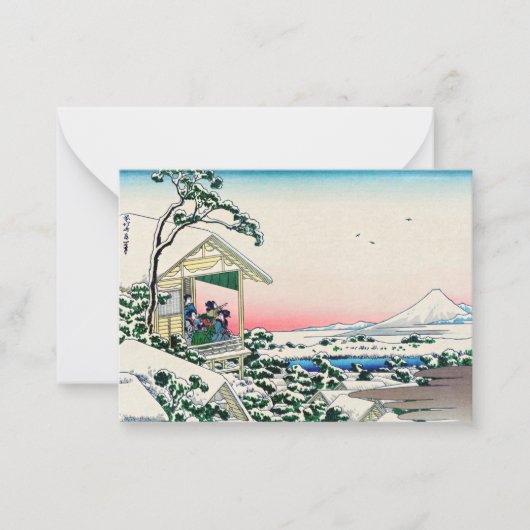 Katsushika Hokusai - Tea house te Koishikawa Notitiekaartje (Voorkant)