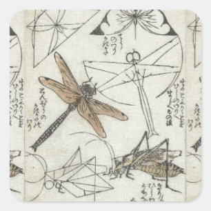 Katsushika Hokusai's Insecten Vierkante Sticker