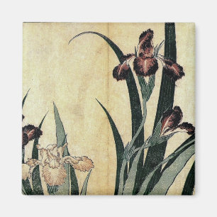 Katsushika Hokusai's Ukiyo-e Woodcut Print: Irises Magneet