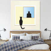 Katt i fönster canvas afdruk (Insitu (Slaapkamer))