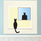 Katt i fönster canvas afdruk (Insitu (Houten vloer))