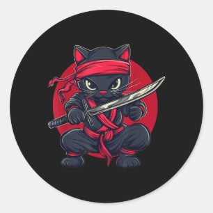 Katte Ninja Samurai Japan Japanse Vlag Kawaii Grap Ronde Sticker