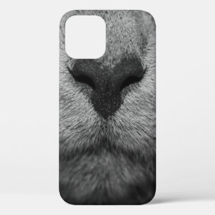 KATTE NOSE IN ZWARTE EN WITTE iPhone 12 HOESJE