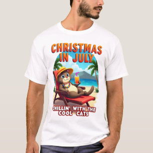 Kattekerstmis Zomer Kerstmis in juli Chillen Cool  T-shirt