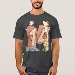 Katten 14e verjaardag Veertien 14 jaar oude kit T-shirt