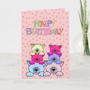 Katten 2 van de Verjaardag van de Meisjes van het Kaart