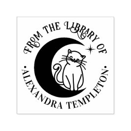 Katten #3 Op een Halvemaan Bibliotheek Boeknaam Zelfinktende Stempel