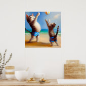 Katten aan het strand poster (Keuken)