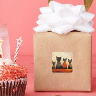 Katten alert, at-attentie, AI gegenereerd, Vierkante Sticker