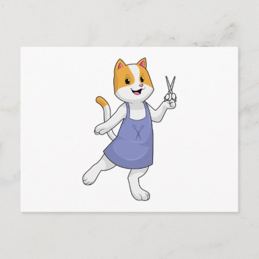 Katten als kapster met schaar briefkaart (Voorkant)