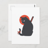 Katten als Warrior Samurai - Kies achtergrondkleur Briefkaart (Voorkant / Achterkant)