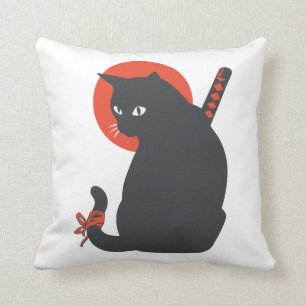 Katten als Warrior Samurai - Kies achtergrondkleur Kussen