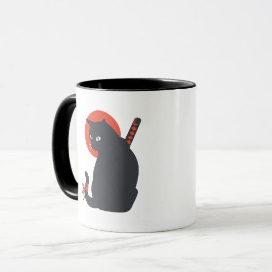 Katten als Warrior Samurai - Kies achtergrondkleur Mok (Voorkant links)