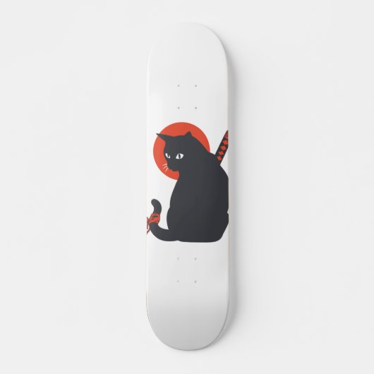 Katten als Warrior Samurai - Kies achtergrondkleur Skateboard (Voorkant)