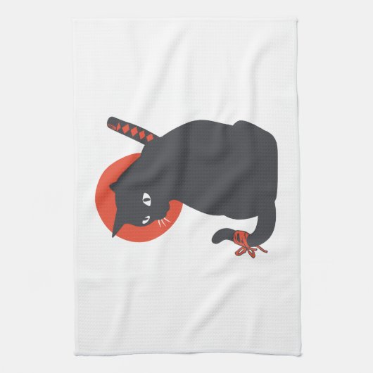 Katten als Warrior Samurai - Kies achtergrondkleur Theedoek (Verticaal)