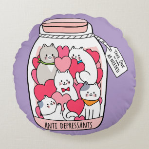 Katten Antidepressivum Grappig Kattenliefhebber Ca Rond Kussen