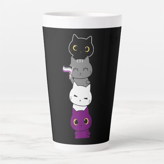 Katten Asexual Pride Cute Ace-vlag Dierschapsdekse Latte Mok (Voorkant)