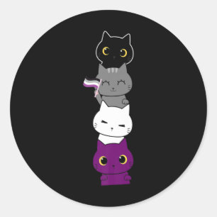 Katten Asexual Pride Cute Ace-vlag Dierschapsdekse Ronde Sticker