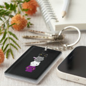 Katten Asexual Pride Cute Ace-vlag Dierschapsdekse Sleutelhanger (Voorkant Rechts)