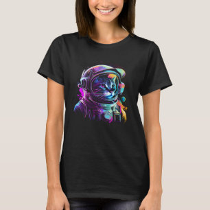 Katten Astronaut Dier Ruimte Gezicht Sterrenstelse T-shirt