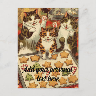  katten bakken kerst briefkaart