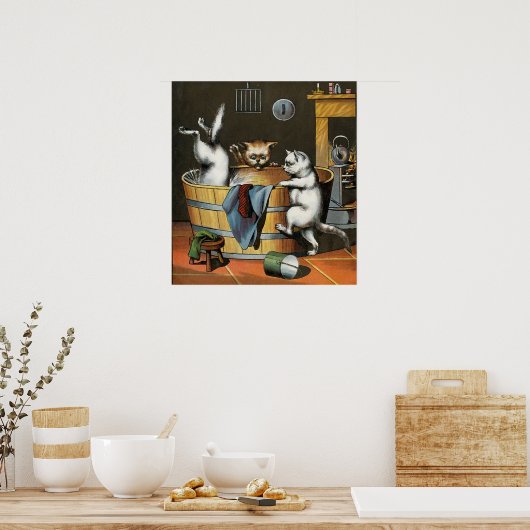 Katten Bath - kunst Poster (Keuken)