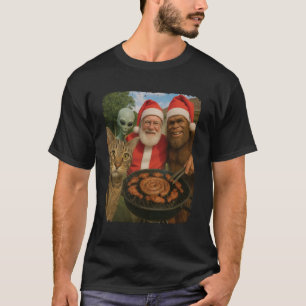 Katten Bigfoot Alien Kerstman Braai BBQ Kerst Zelf T-shirt