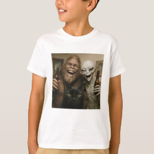 Katten Bigfoot Alien Selfie BFF Grappige Foto Met T-shirt