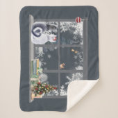 Katten bij het kerstraam sherpa deken (Voorkant)