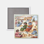 Katten bij het strand van Louis Wain Magneet (Voorkant / Achterkant)