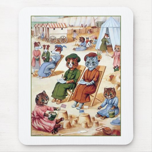 Katten bij het strand van Louis Wain Muismat (Voorkant)