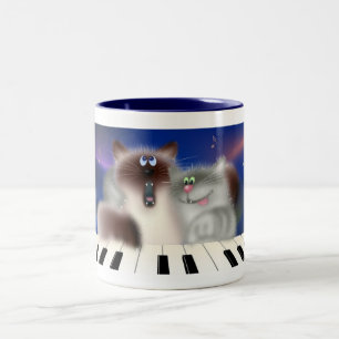 Katten bij Piano Tweekleurige Koffiemok