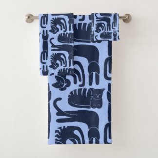 Katten blauw bad handdoek